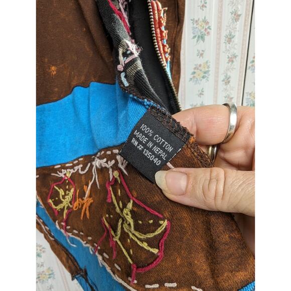 Rising International Jacket WOMENS SIZE M Full Zip Hoodie Boho Rust Nepal Hippie - Picture 9 of 10